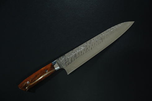 TAKESHI SAJI GINREI VG10 CHEF'S KNIFE 240 MM CROSS-SHAPED HAMMER PATTERN & 33 LAYERED DAMASCUS